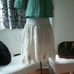 Free People | Yellow Embroidered Ric Rac Skirt | 6